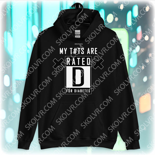 Unisex-Hoodie 0037 VRinfamous Meine T#ts haben die Einstufung D für Diabetes