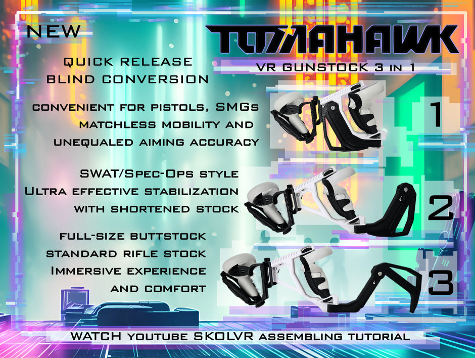 TOMAHAWK VR Gun Stock, Rifle stock, Best VR stock from SKOLVR