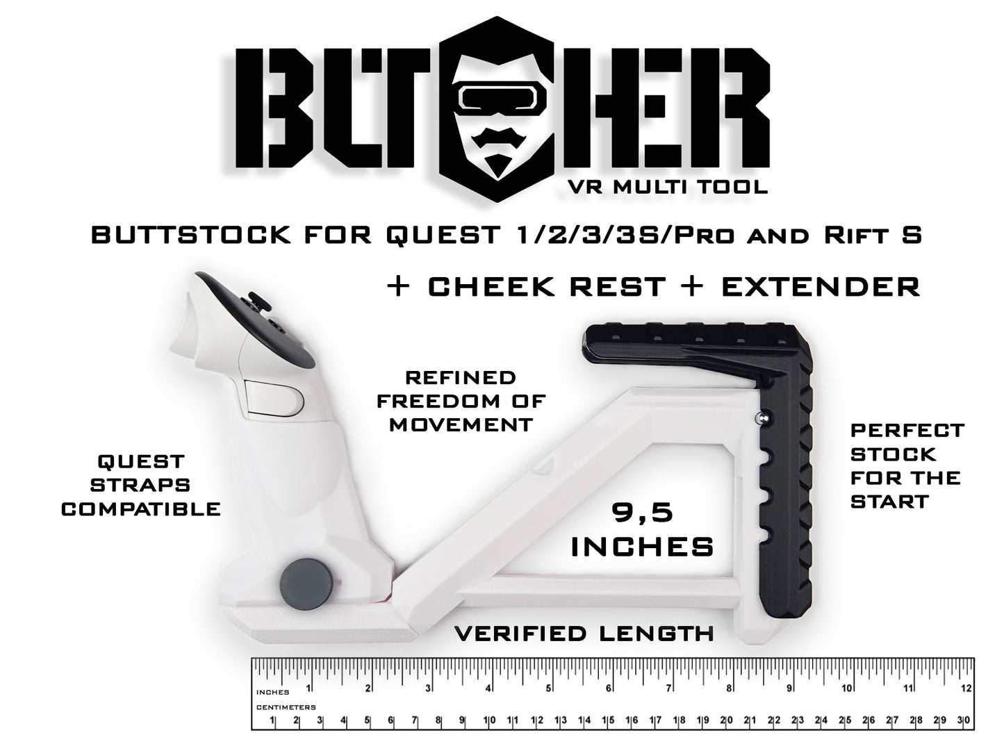 Outil multifonction BUTCHER VR Gunstock pour Quest 1/2/3/3S/Pro/Rift S / PlayStation VR2