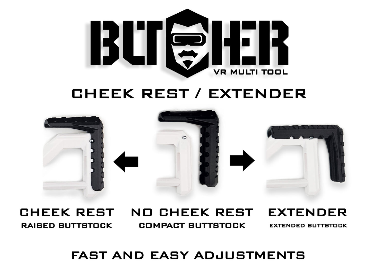 Outil multifonction BUTCHER VR Gunstock pour Quest 1/2/3/3S/Pro/Rift S / PlayStation VR2