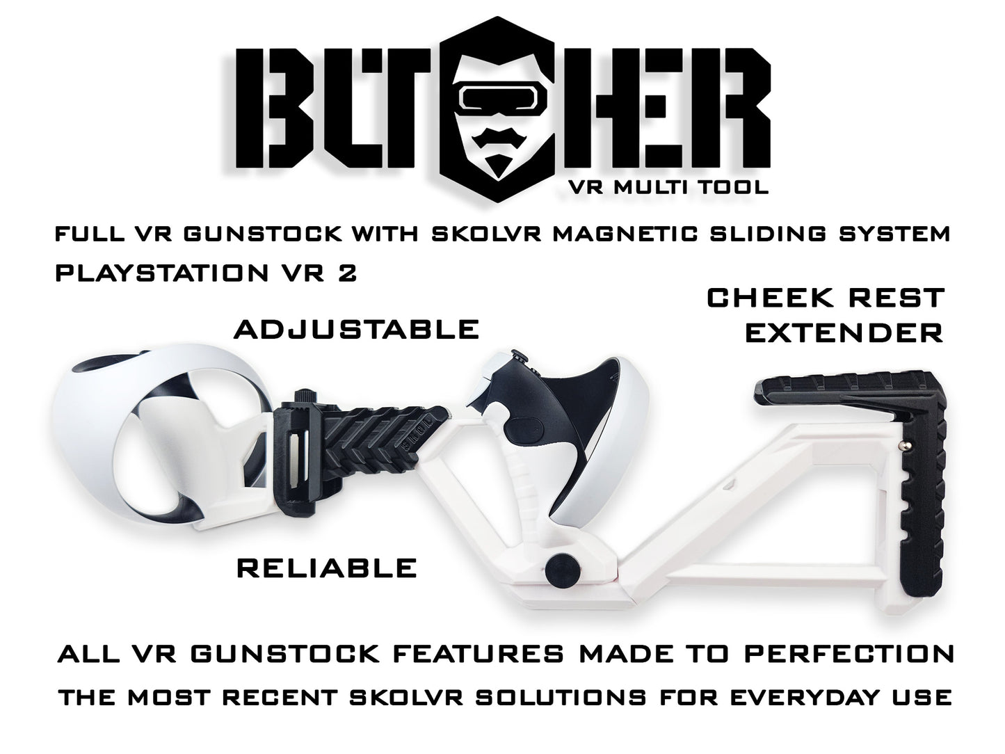 Outil multifonction BUTCHER VR Gunstock pour Quest 1/2/3/3S/Pro/Rift S / PlayStation VR2