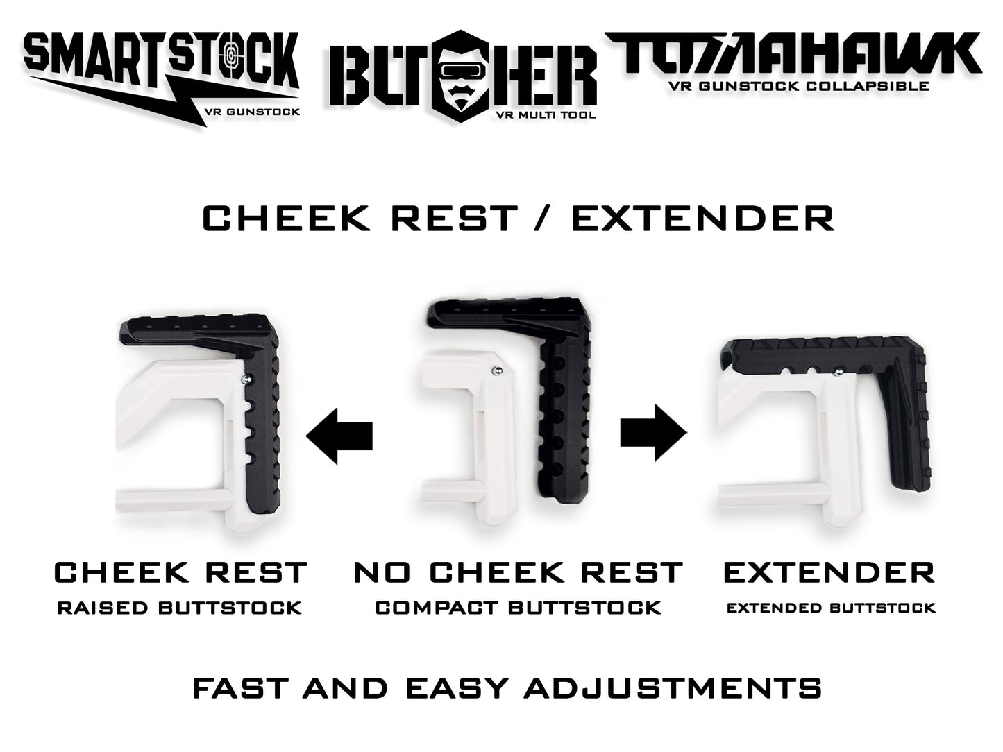 SMARTstock and BUTCHER / NEW TOMAHAWK / INDEX / PSVR2 cheek rest and extender