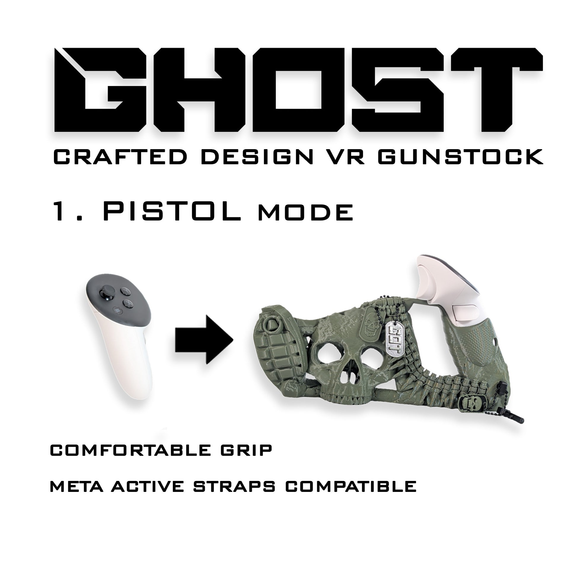 VR FPS stock, haptic VR gunstock, Quest 3 rifle mount, VR gun stock magnetic, Pavlov VR accessory, Contractors stock VR