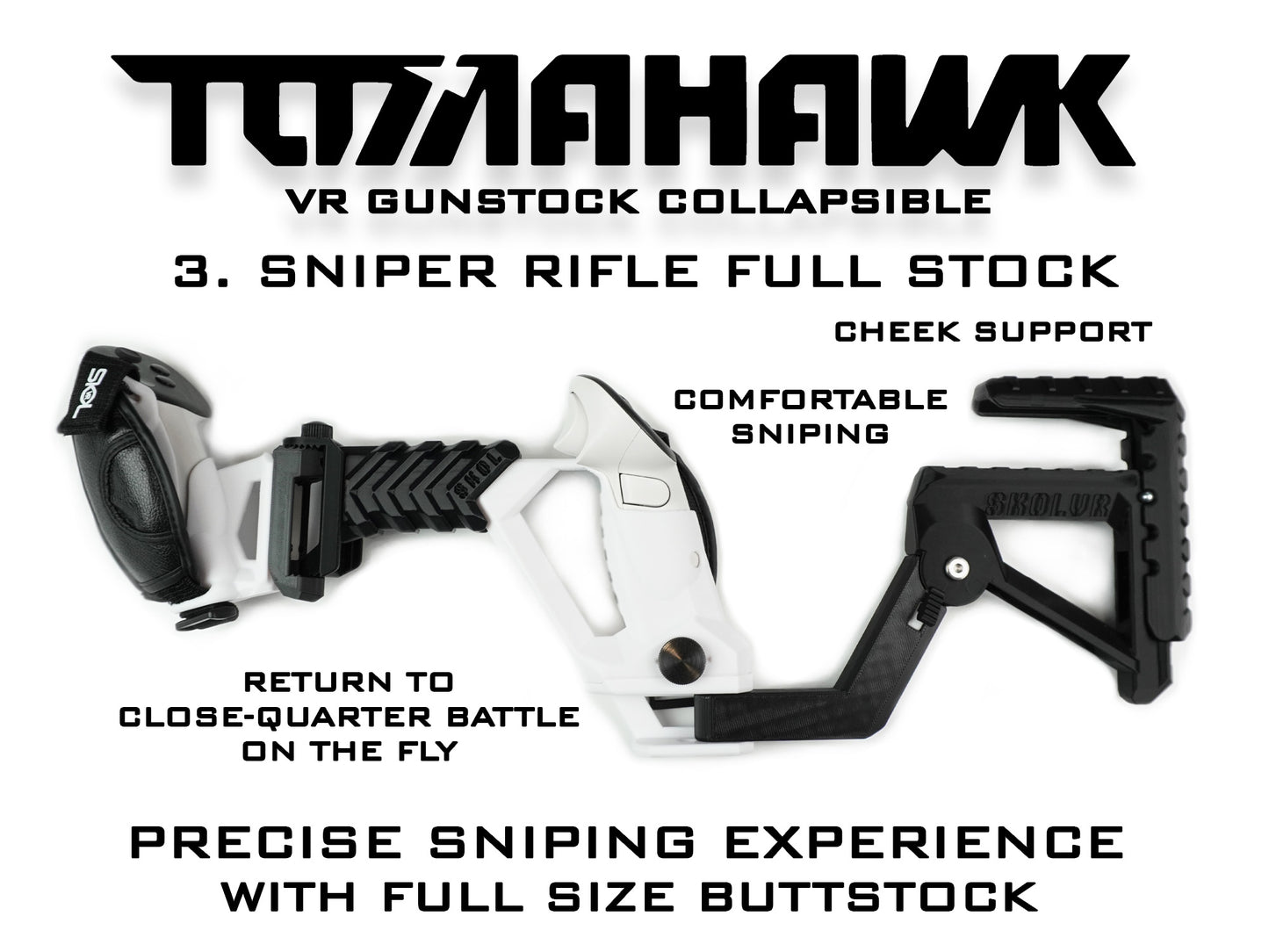 TOMAHAWK VR Gunstock 3in1 für Quest 1/2/3/3S/Pro/Rift S / PSVR2 / Valve Index