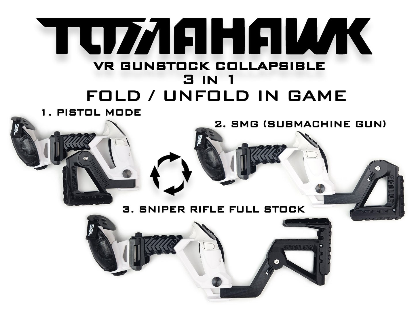TOMAHAWK VR Gunstock 3in1 für Quest 1/2/3/3S/Pro/Rift S / PSVR2 / Valve Index