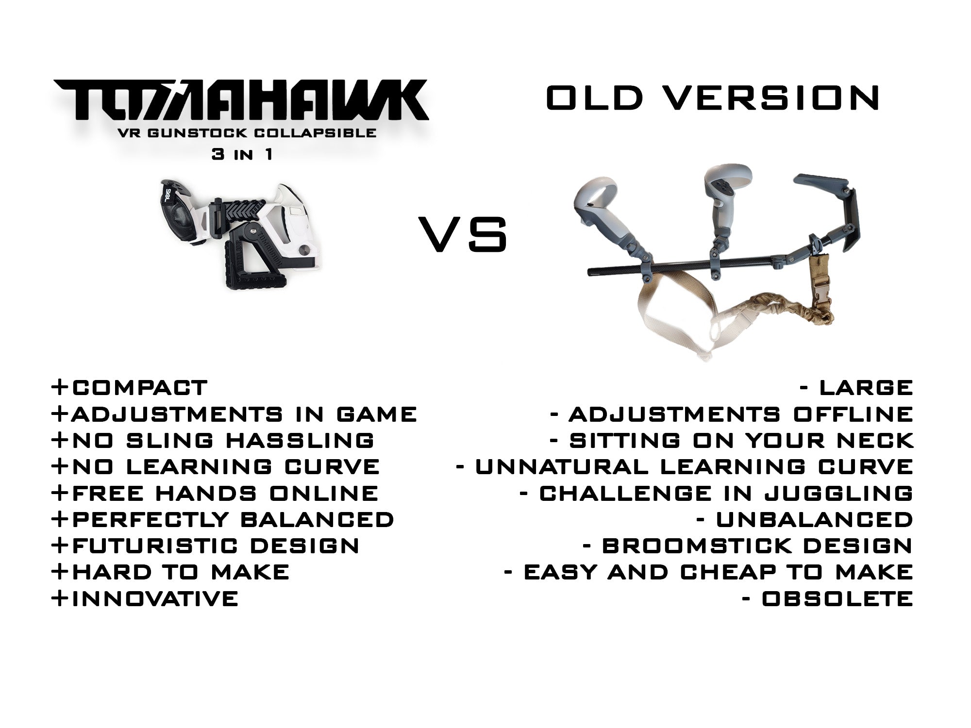 SKOLVR accessories, TOMAHAWK, BUTCHER, SMARTstock VR Gunstock