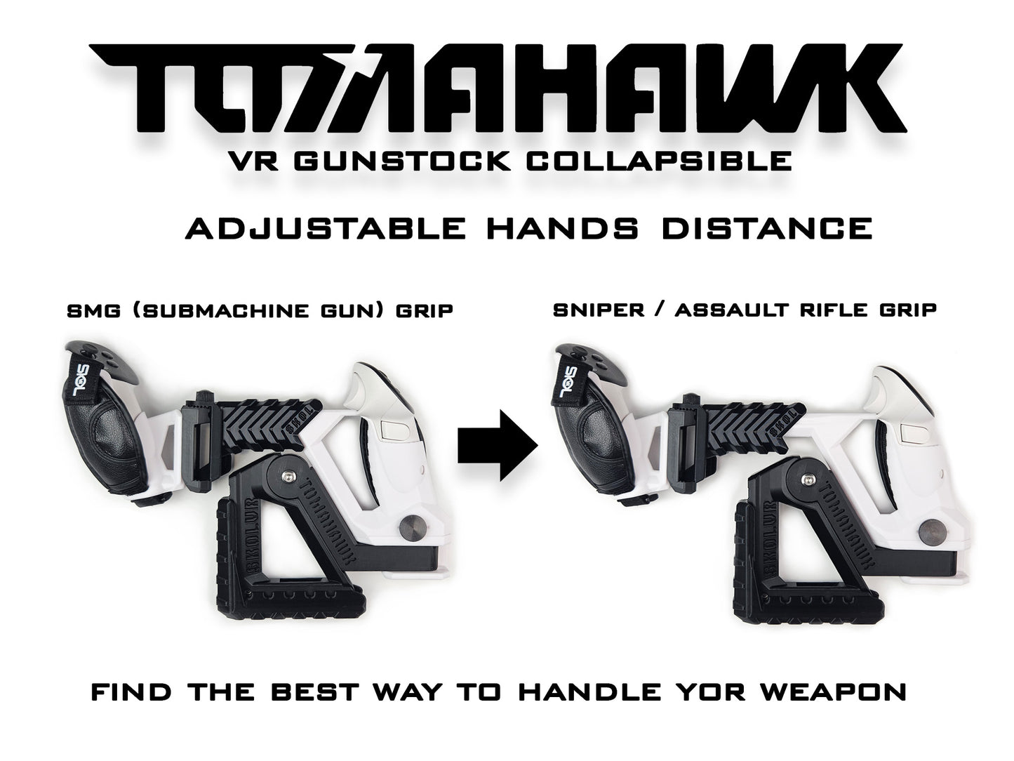 TOMAHAWK VR Gunstock 3in1 für Quest 1/2/3/3S/Pro/Rift S / PSVR2 / Valve Index