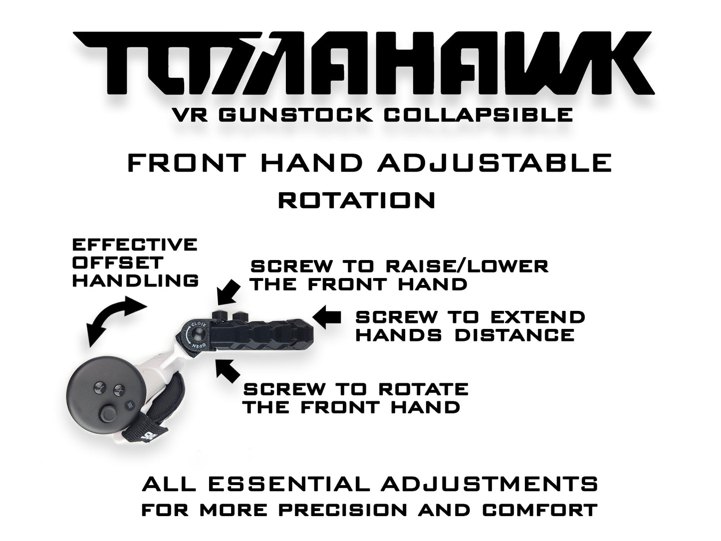 TOMAHAWK VR Gunstock 3in1 für Quest 1/2/3/3S/Pro/Rift S / PSVR2 / Valve Index