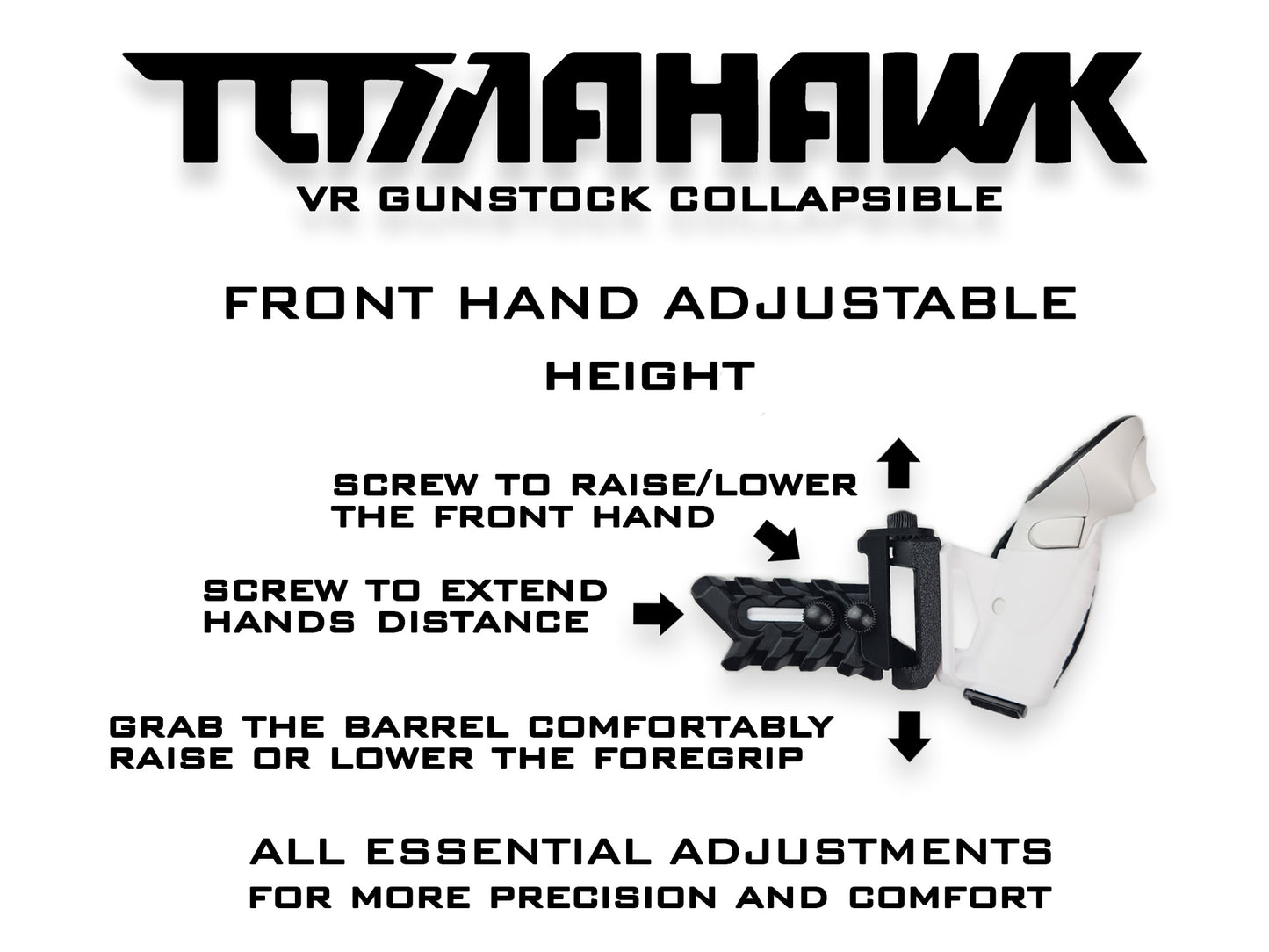 TOMAHAWK VR Gunstock 3in1 für Quest 1/2/3/3S/Pro/Rift S / PSVR2 / Valve Index