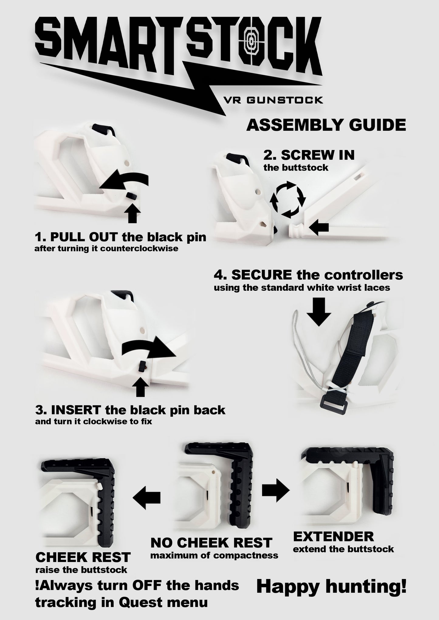 SMARTstock VR-Gewehrschaft für Quest 1/2/3/3S/Pro/Rift S