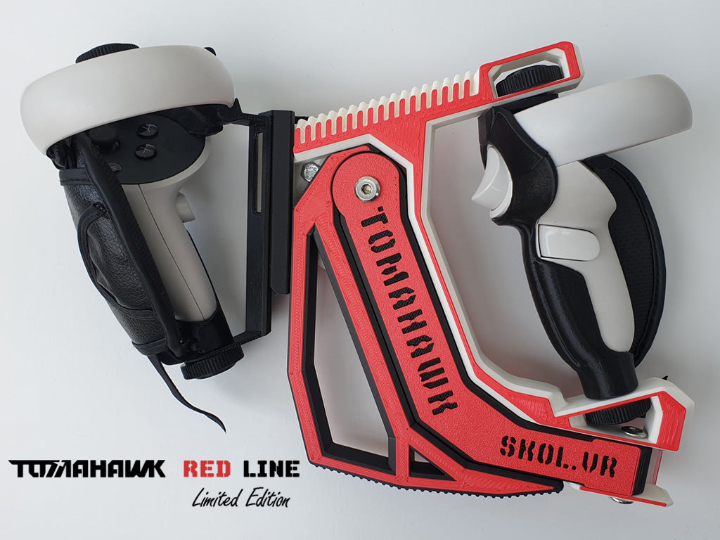 Tomahawk VR Gunstock, Virtual Reality stock, buy VR gun stock, Red gun stock, red vr gunstock